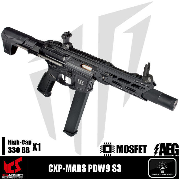 ICS Airsoft CXP-MARS PDW9 S3 Airsoft Tüfeği – Siyah