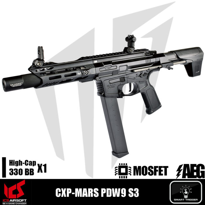 ICS Airsoft CXP-MARS PDW9 S3 Airsoft Tüfeği – Siyah