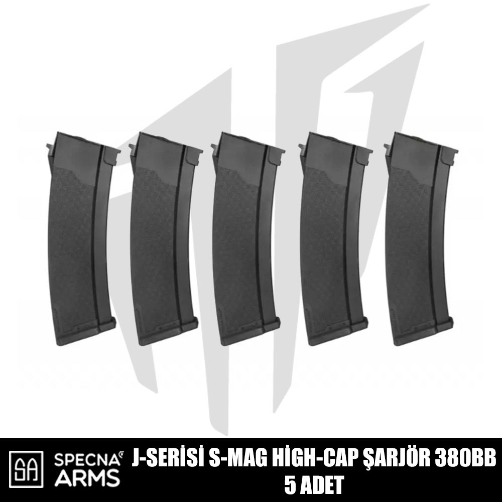 Specna Arms J-Serisi Airsoft Tüfekleri İçin 5’li S-Mag High-Cap 380 BB Şarjör Seti – Siyah