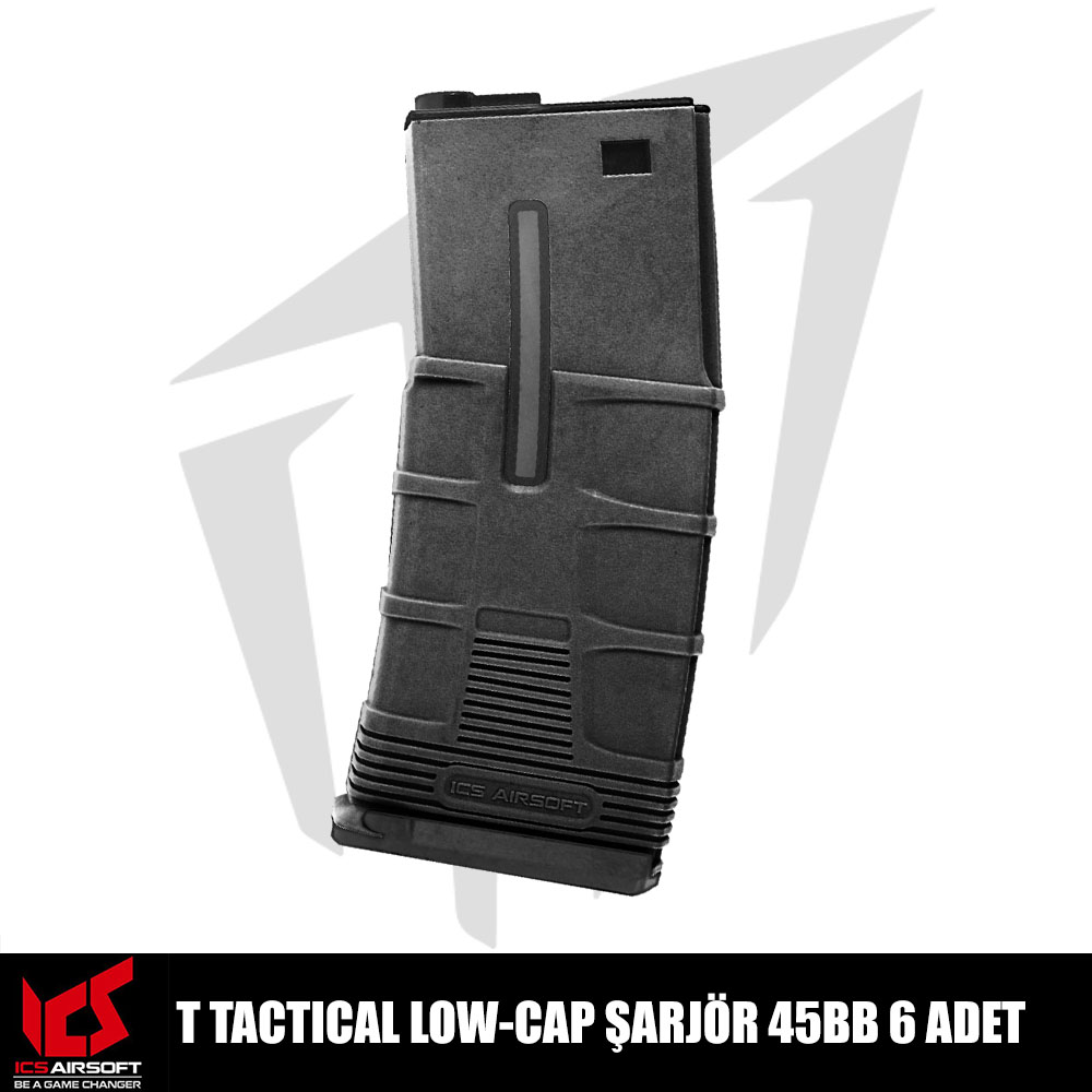 ICS Airsoft T Tactical Airsoft Tüfekleri İçin 6’li Low-Cap 45 BB Şarjör Seti – Siyah