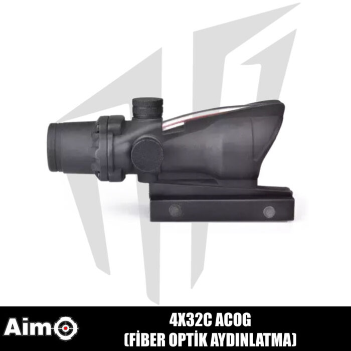 Aim 4X32C ACOG Fiber Optik Aydınlatma Red Dot - Siyah