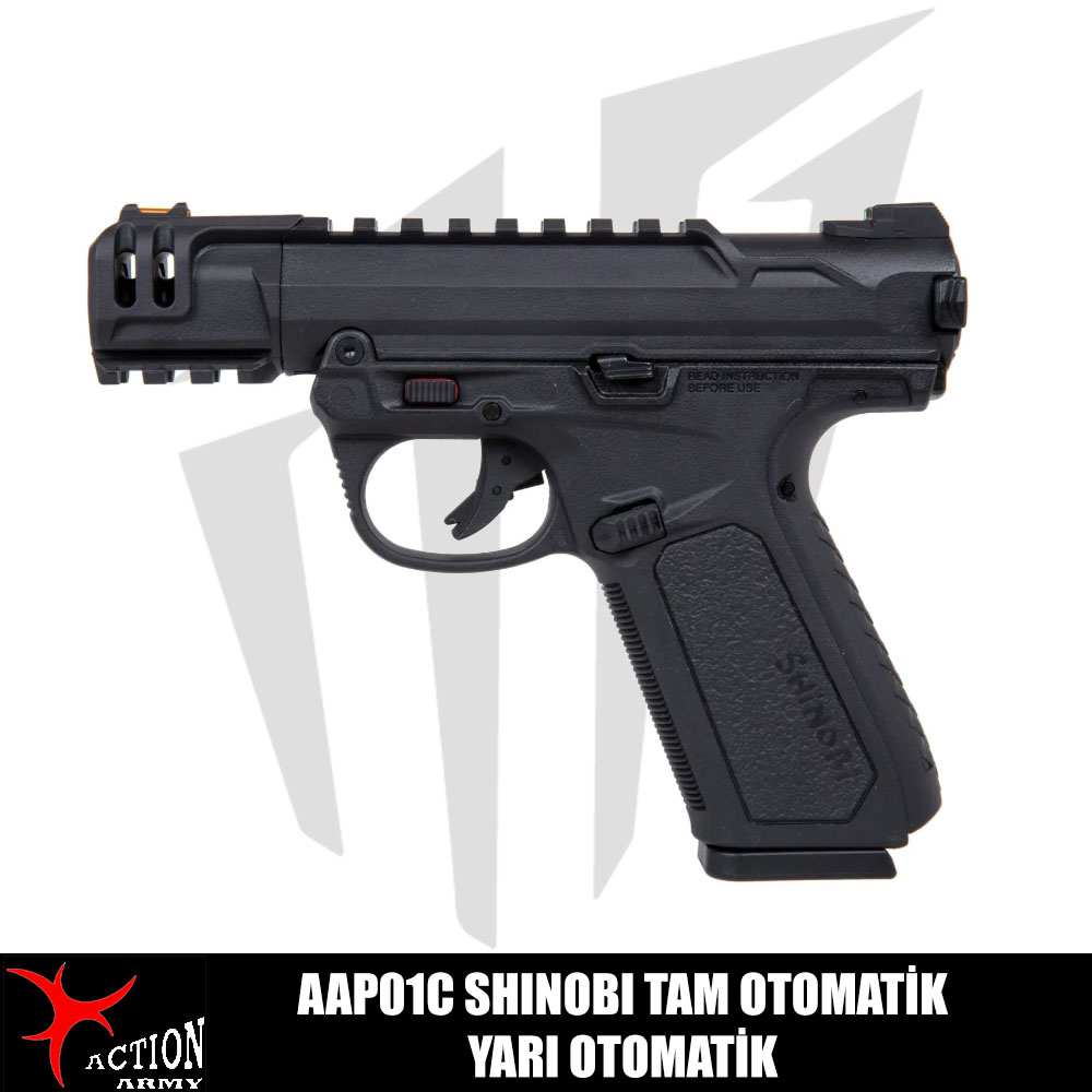 Action Army AAP01C Shinobi Tam Otomatik / Yarı Otomatik Airsoft Tabanca – Siyah