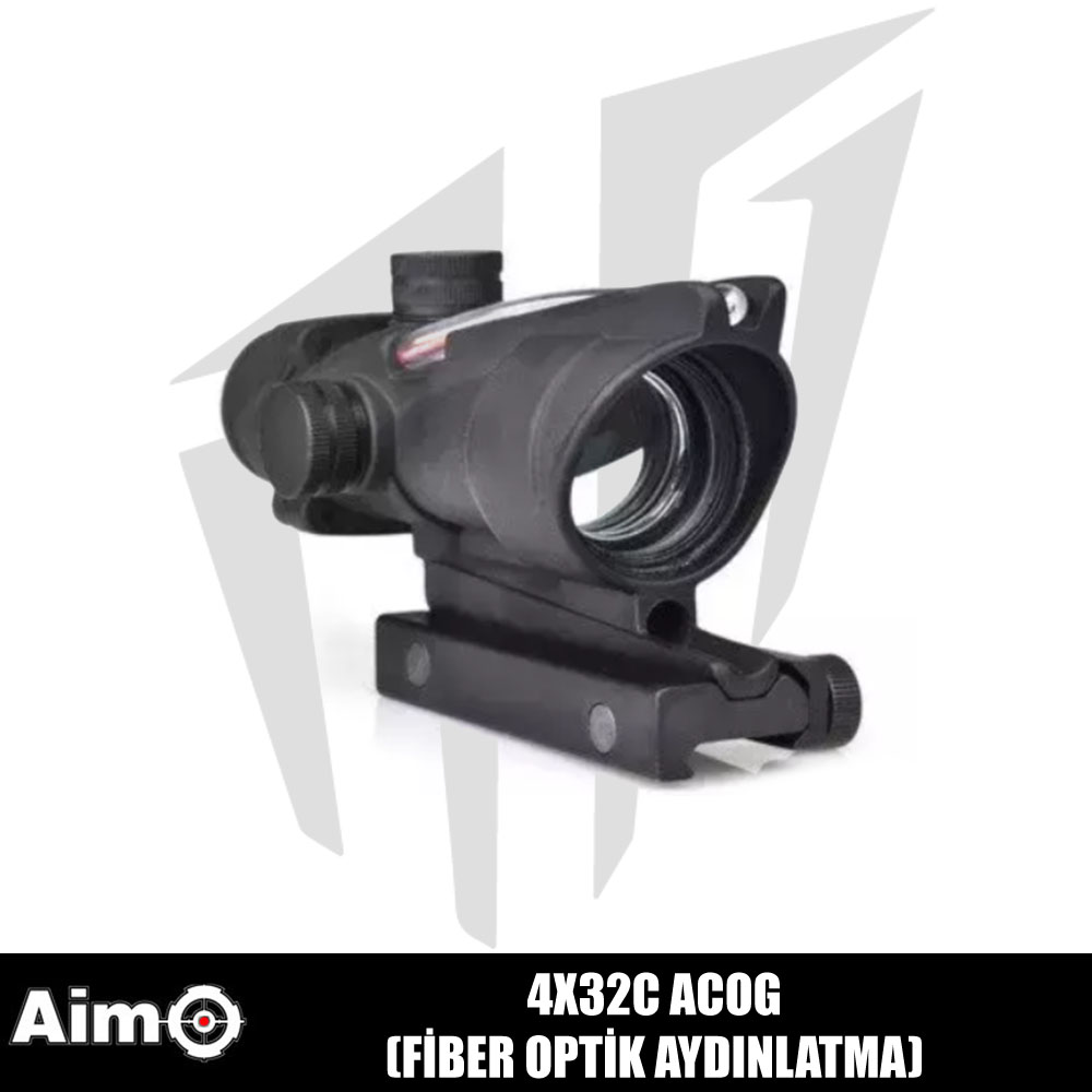 Aim 4X32C ACOG Fiber Optik Aydınlatma Red Dot - Siyah