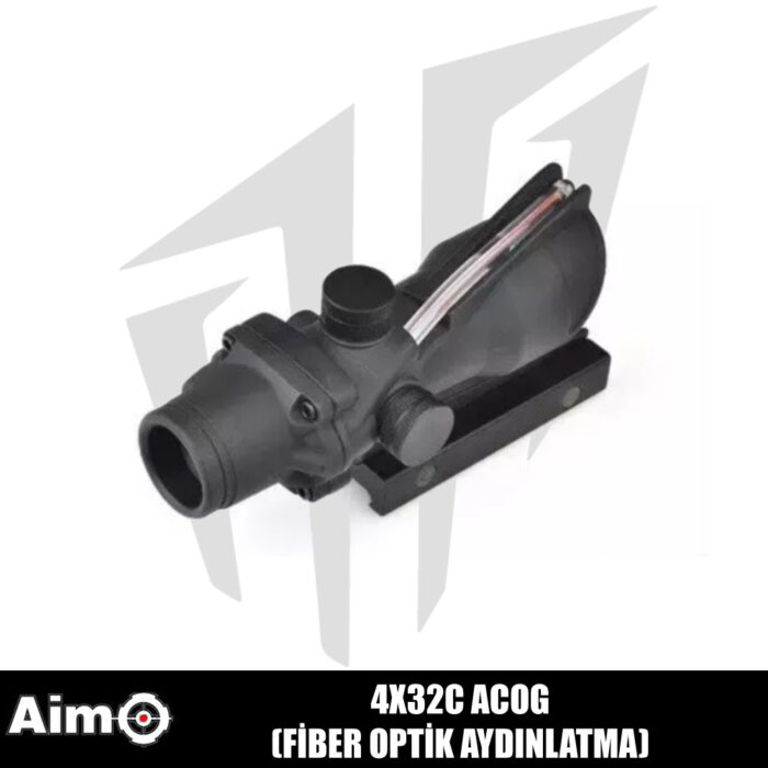 Aim 4X32C ACOG Fiber Optik Aydınlatma Red Dot - Siyah