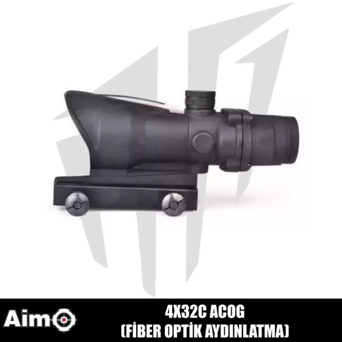 Aim 4X32C ACOG Fiber Optik Aydınlatma Red Dot - Siyah