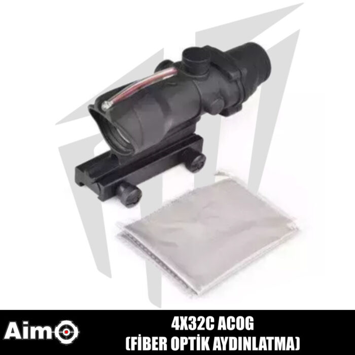 Aim 4X32C ACOG Fiber Optik Aydınlatma Red Dot - Siyah