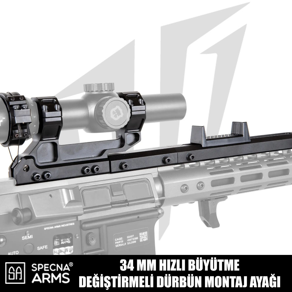 Specna Arms 34MM Hızlı Büyütme Değiştirmeli Dürbün Montaj Ayağı - Siyah