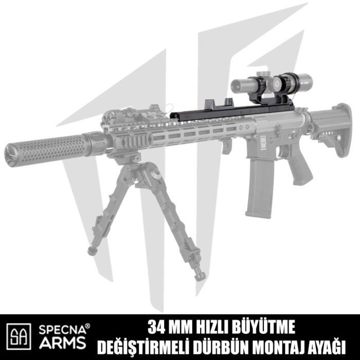 Specna Arms 34MM Hızlı Büyütme Değiştirmeli Dürbün Montaj Ayağı - Siyah